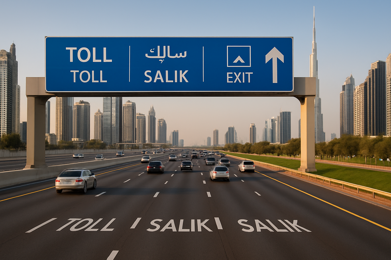 Smooth traffic flow on managed paid road in Dubai