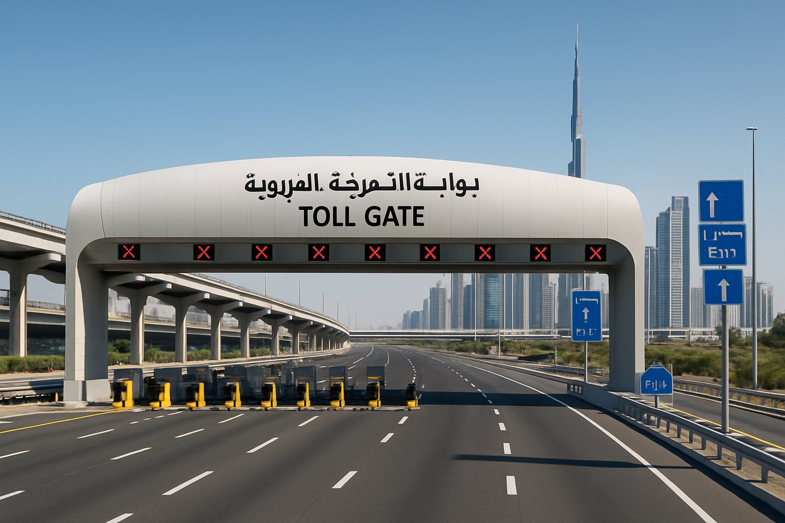 Modern toll road in Dubai