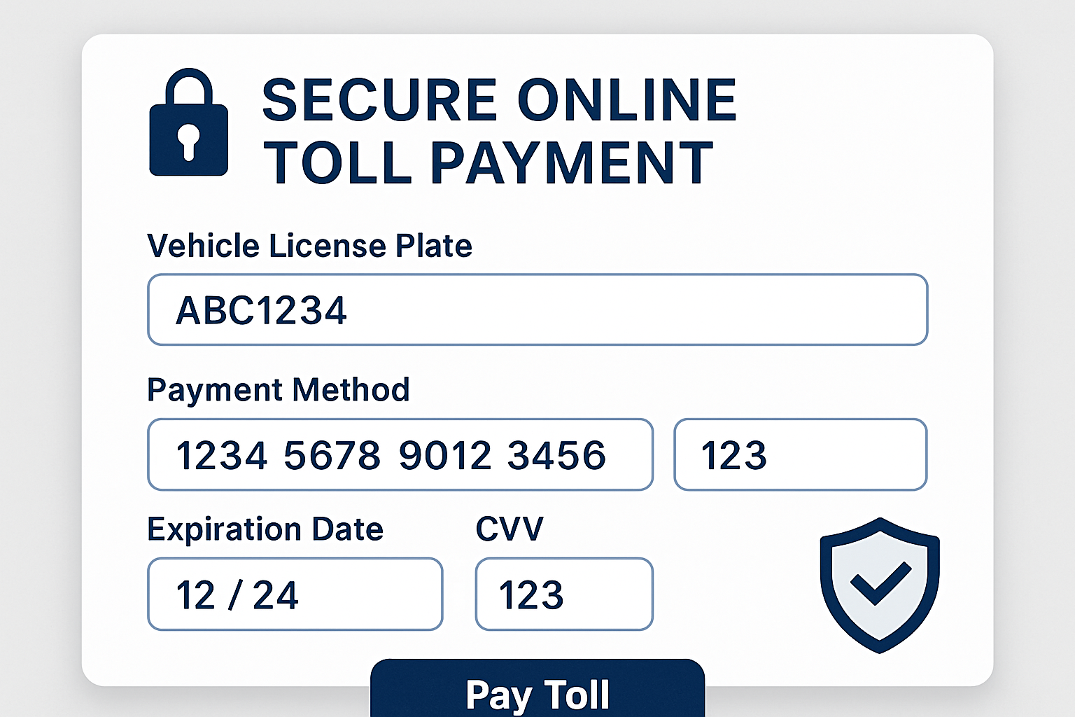 Secure online toll payment portal